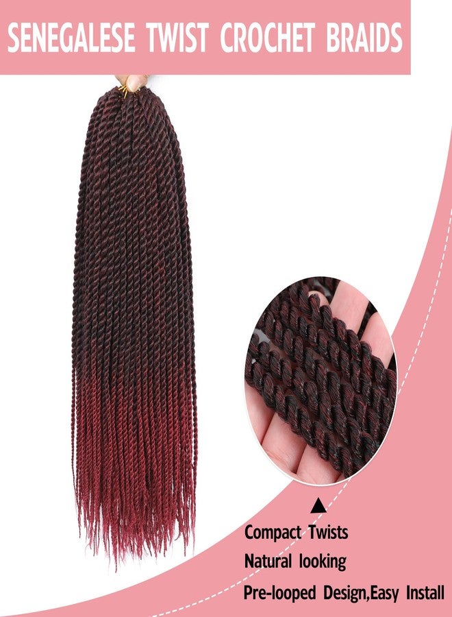 Befunny Senegalese Twist Crochet Hair-8 Packs 18 Inch Two Tone Senegalese Twist Crochet Braids For Women Human Hair,Black/Burgundy Pre Looped Crochet Braids, Synthetic Twist Crochet Hair (18in,TBug#) - Image 3